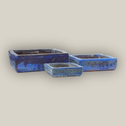 9788C40 - Seafoam Blue Low Square Ceramic Planter