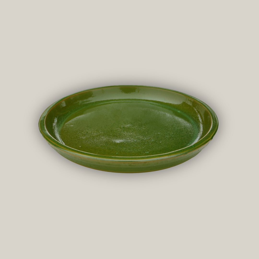 Apple Green Round Ceramic Saucer - Lion ten thousand pots 1