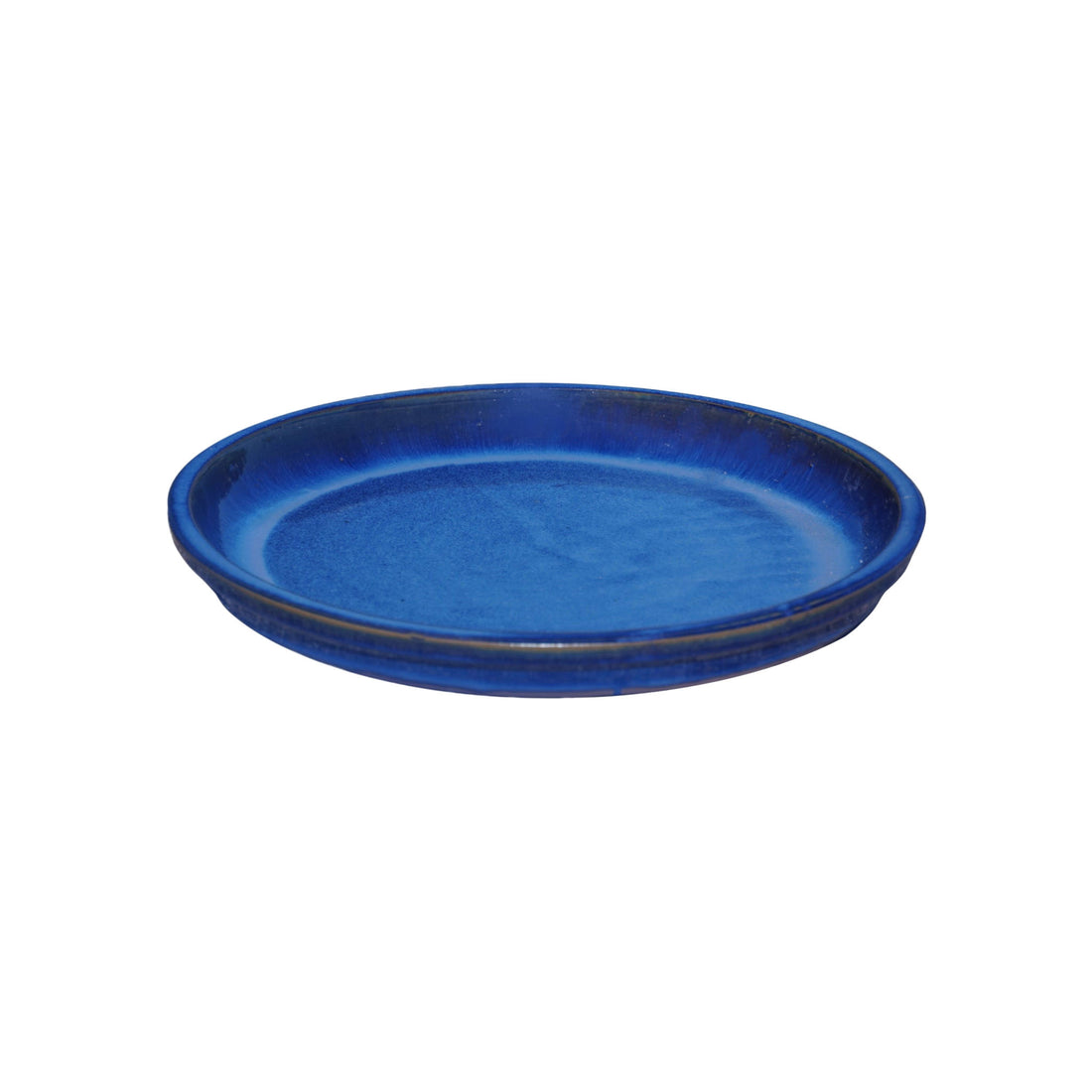 Round Blue Ceramic Plant Saucer