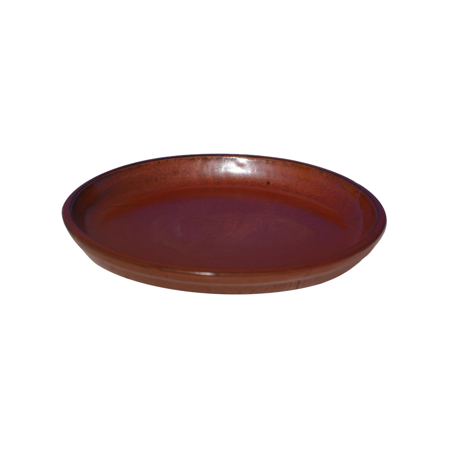 Round Copper Red Ceramic Plant Saucer