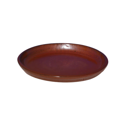 Round Copper Red Ceramic Plant Saucer