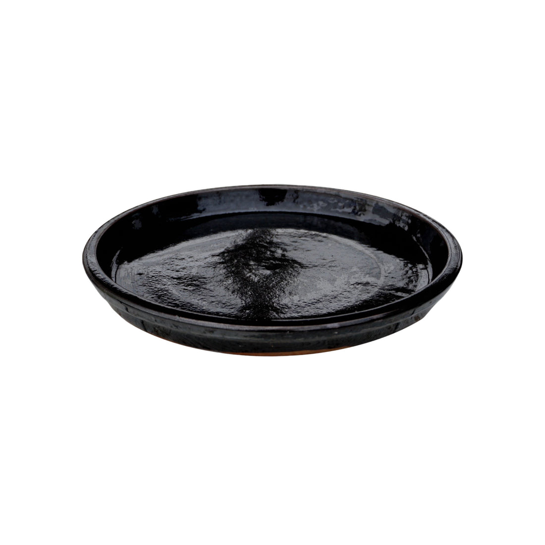 Round Shiny Black Ceramic Plant Saucer