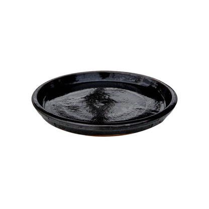 Round Shiny Black Ceramic Plant Saucer