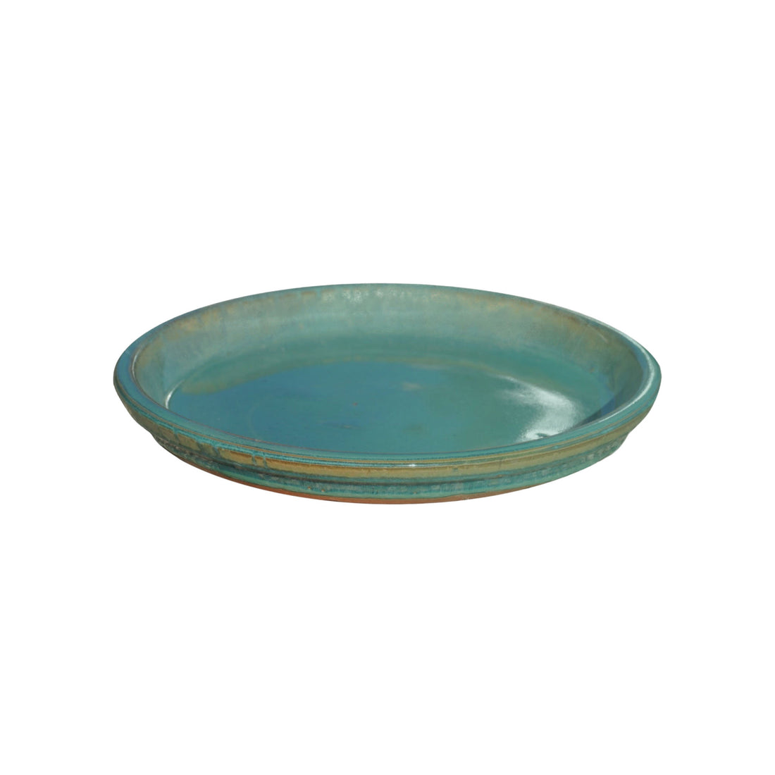 Round Turquoise Ceramic Plant Saucer