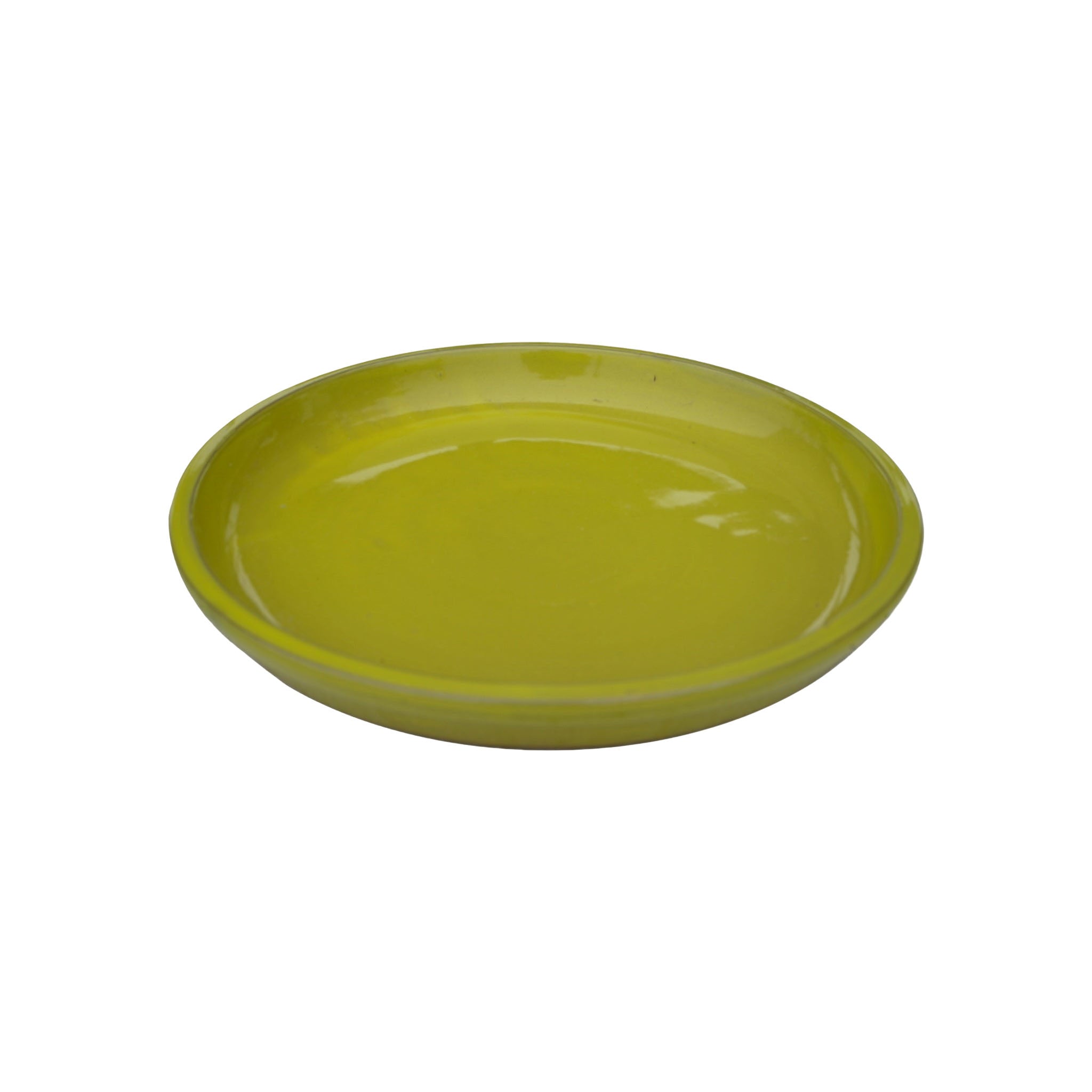 Round Yellow Ceramic Plant Saucer