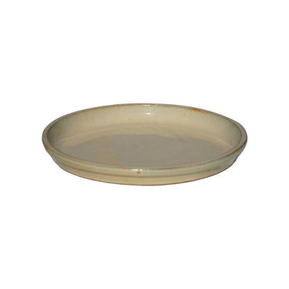 Round Yellow Cream Ceramic Plant Saucer