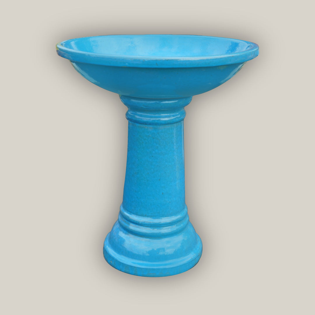 Sky Blue Ceramic Bird Bat-Blue Stand