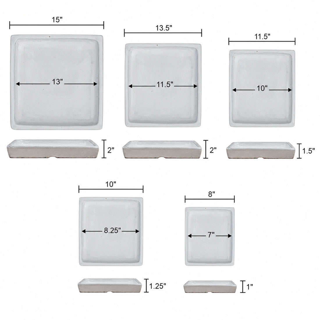 Square Falling Blue Ceramic Plant Saucer - Sizes 8"-15"