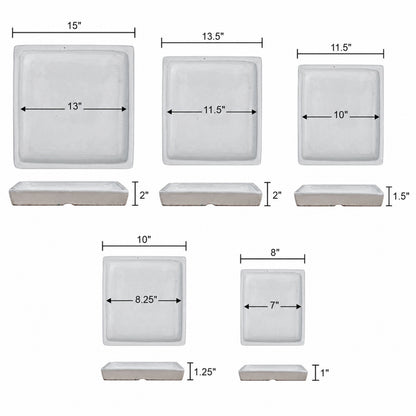 Square Oxide Ceramic Plant Saucer - Sizes 8"-15"