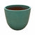 Angled view of a teal tapered round ceramic planter, showing its fine crackle-textured teal glaze, a lighter aqua rim and a speckled interior that shades into rust brown
