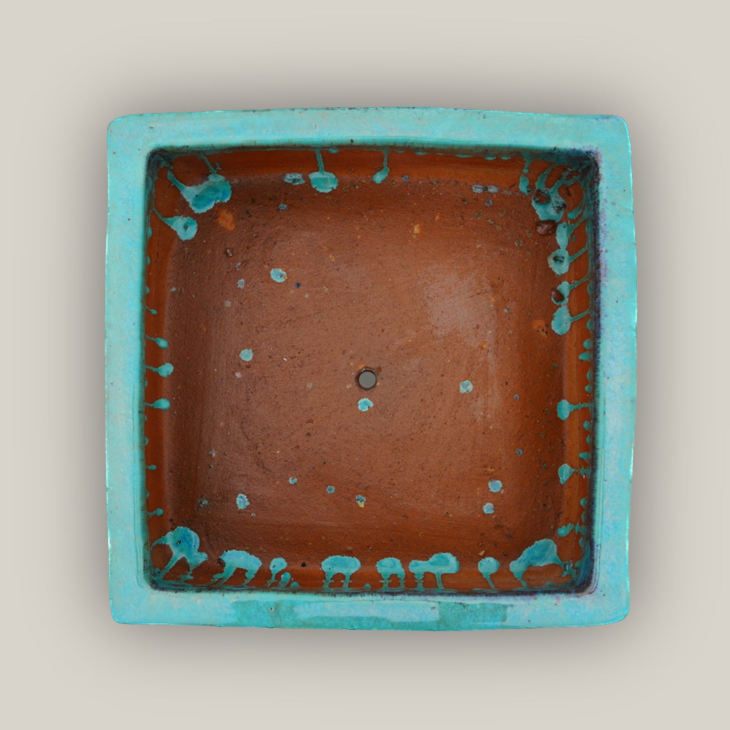 Aqua Low Square Ceramic Planter - Ten Thousand Pots top