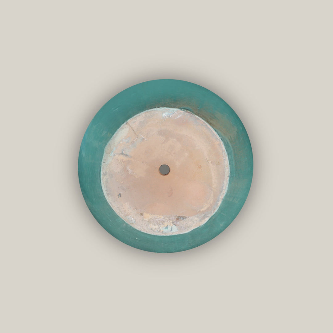 Glazed Round Rim Bullet Planter- Turquoise
