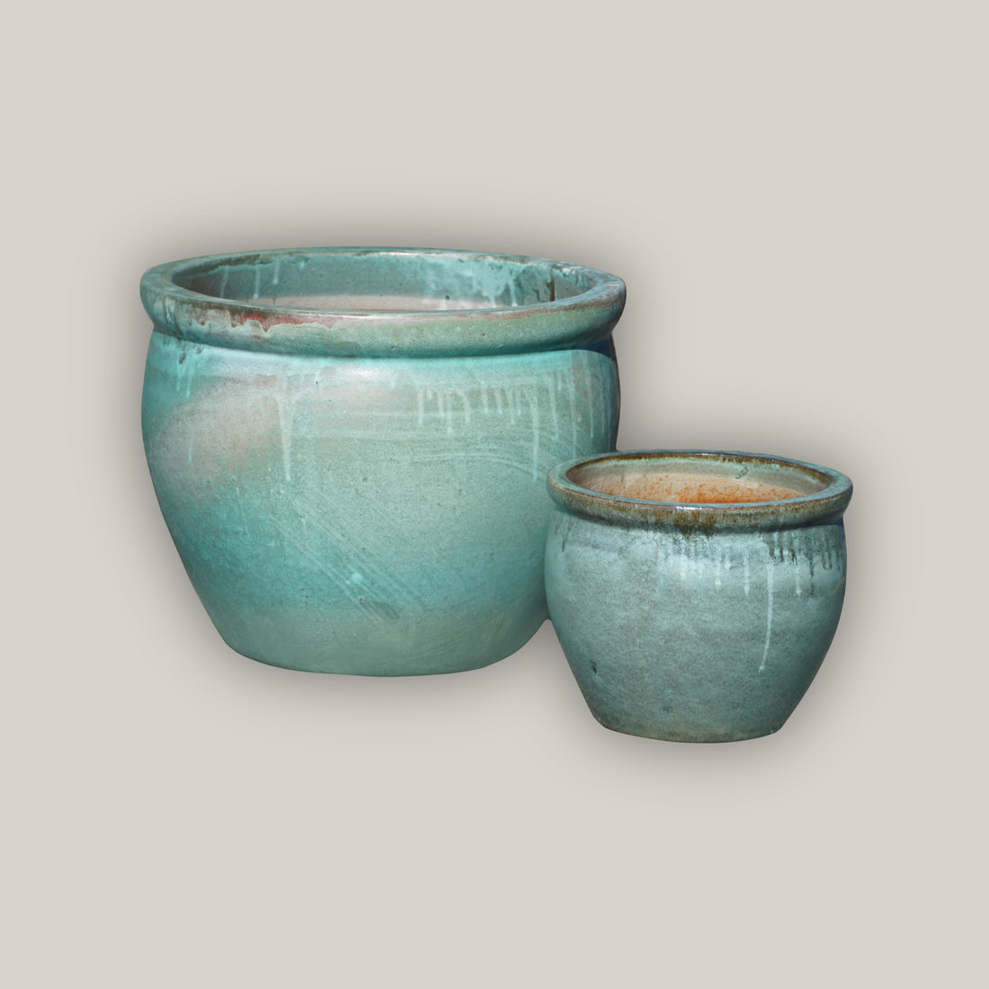 6110 - Glazed Teal Round Rim Bullet Planter
