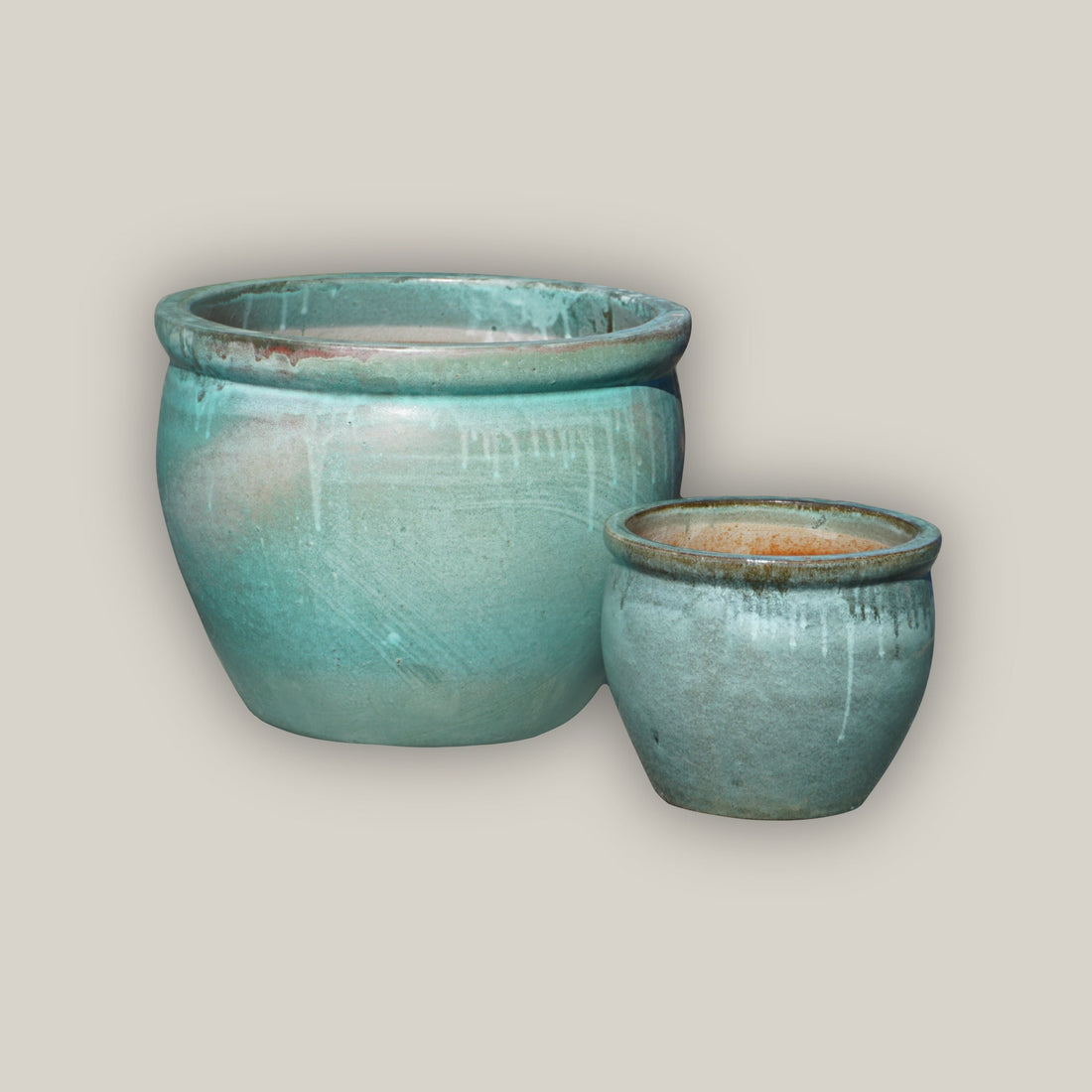 6110FS - Glazed Teal Round Rim Bullet Planter - FREE SHIPPING