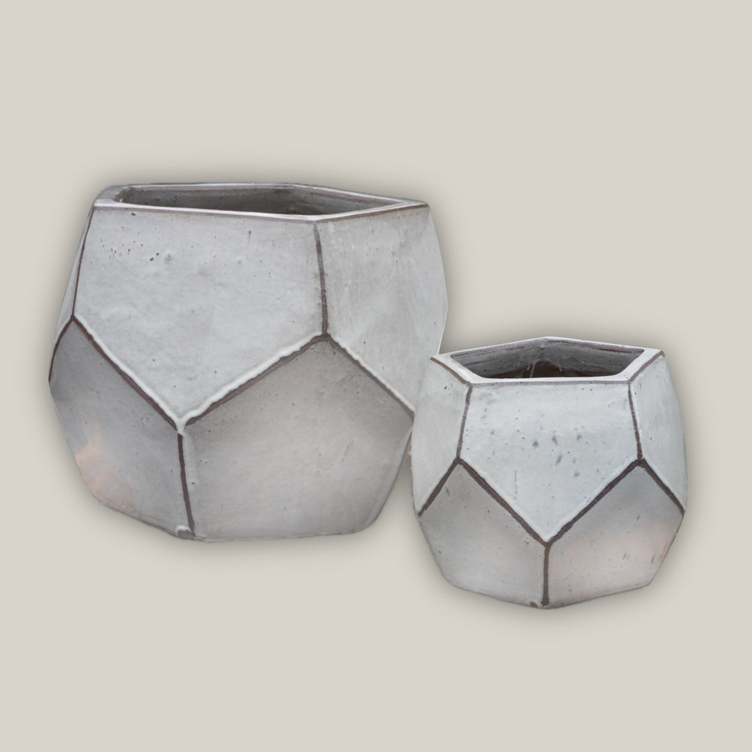 White Modern Geometric Pot