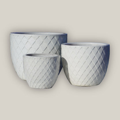 plastic white plant pots White Modern Diamond Planter