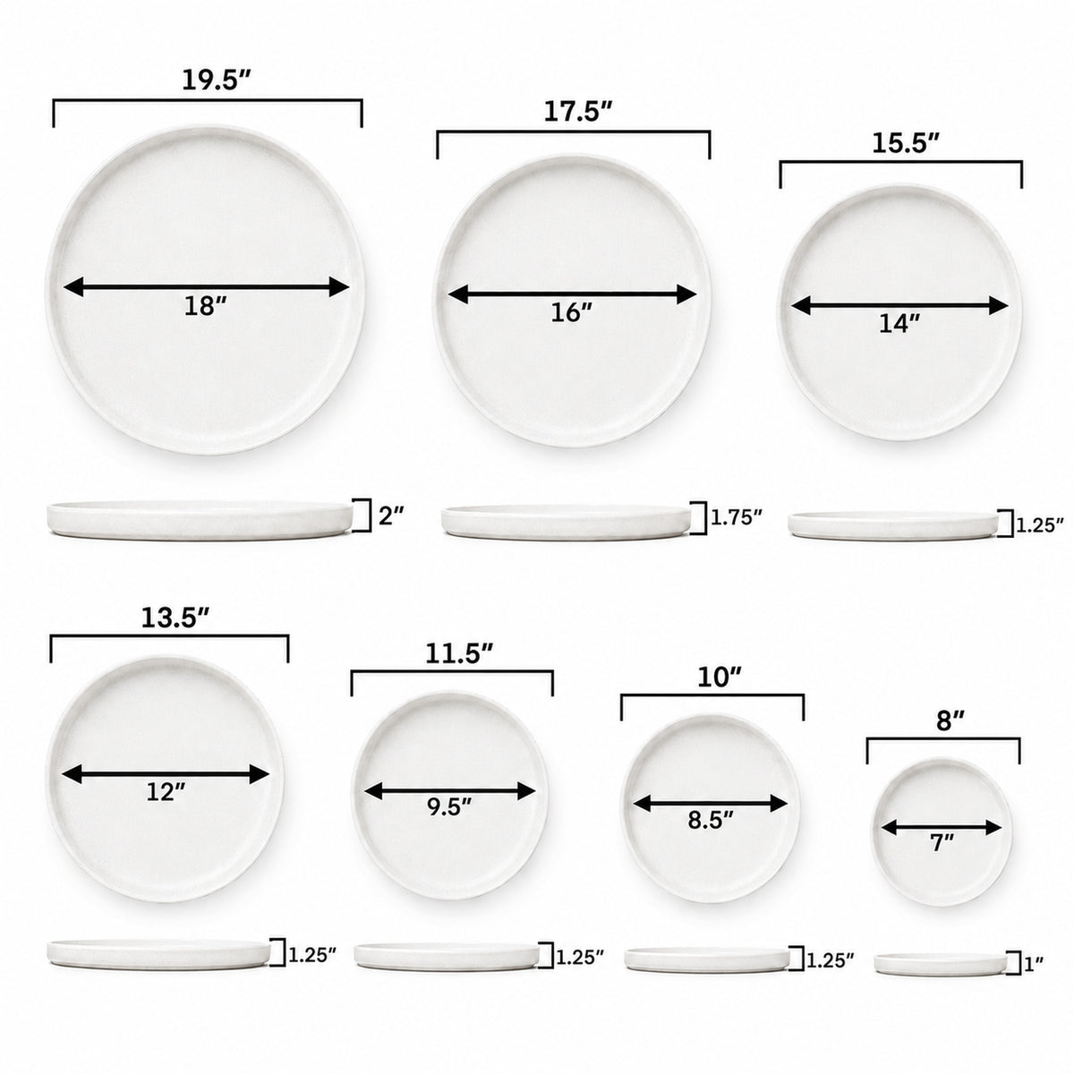 Round Ceramic Clay Plant Saucer size chart