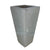 White dragon wedge planter at an angle, with a glossy soft white glaze, grey undertones, and a tall tapered square shape.