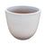 Angled view of a white tapered ceramic egg planter with a smooth rounded body, a soft satin glaze with subtle orange-peel texture, and a speckled interior that warms to terracotta