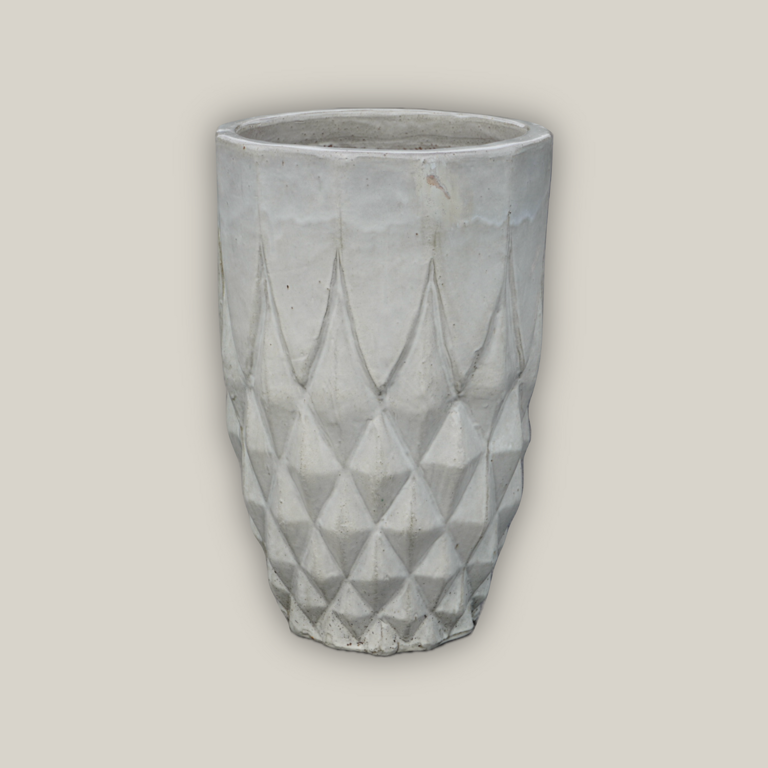 9995C16FS - White Pineapple Round Ceramic Planter - FREE SHIPPING