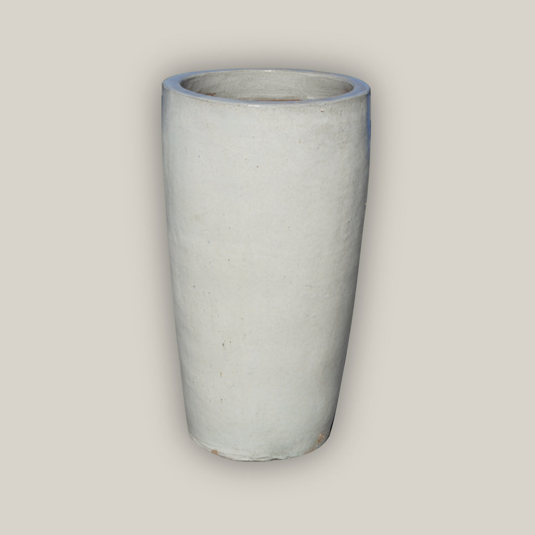 White Slim Round Ceramic Planter