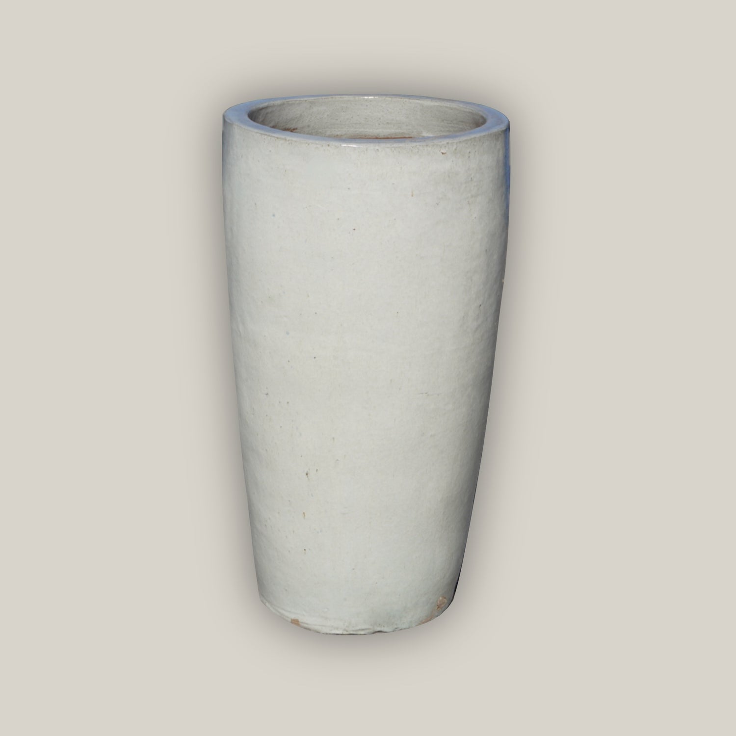 8464N12 - White Slim Round Ceramic Planter