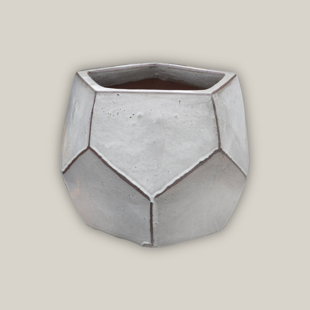 White Modern Geometric Pot