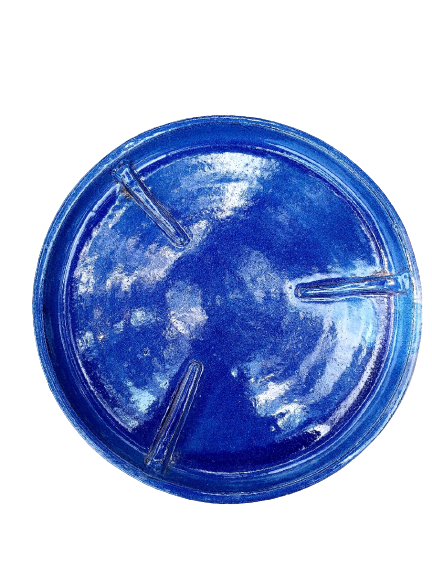 Falling Blue Round Plant Saucer with Riser - Ten Thousand Pots