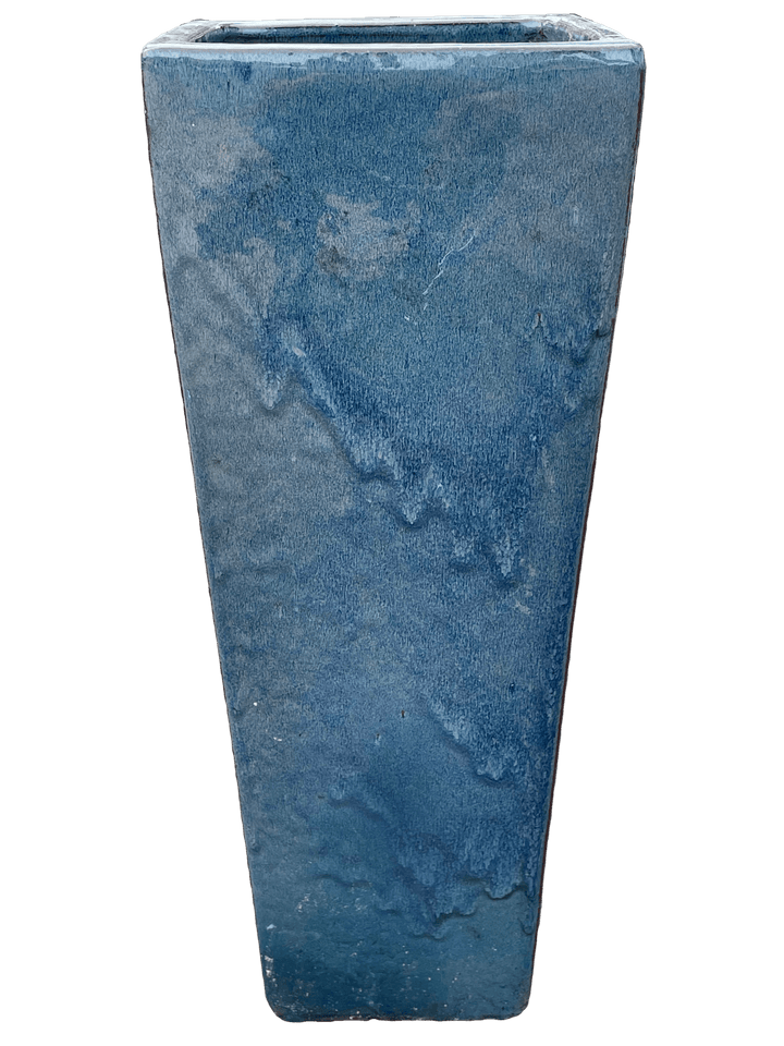 Double Blue Tall Ceramic Wedge Planter | Ten Thousand Pots