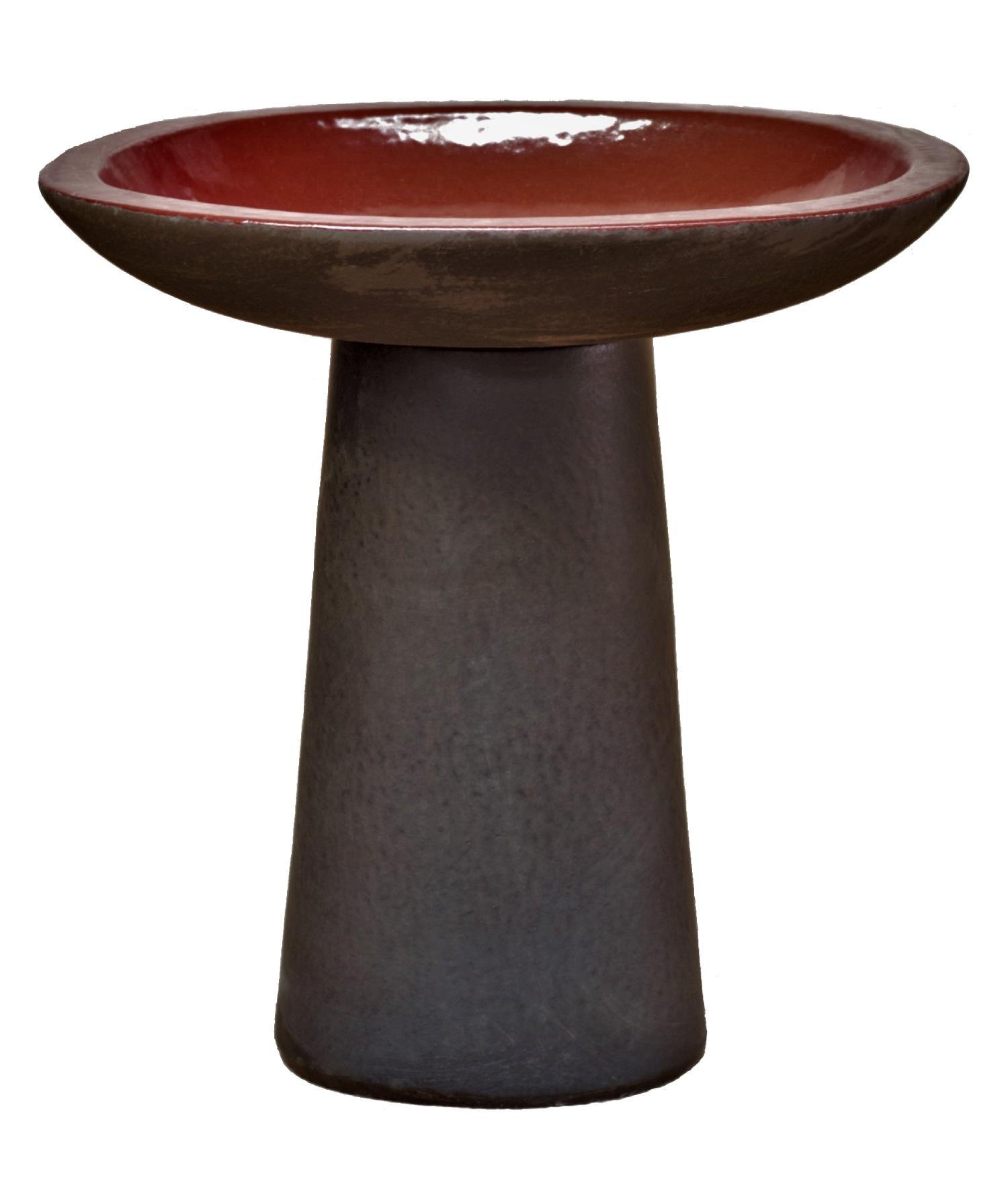 Red Ceramic Bird Bath | Ten Thousand Pots