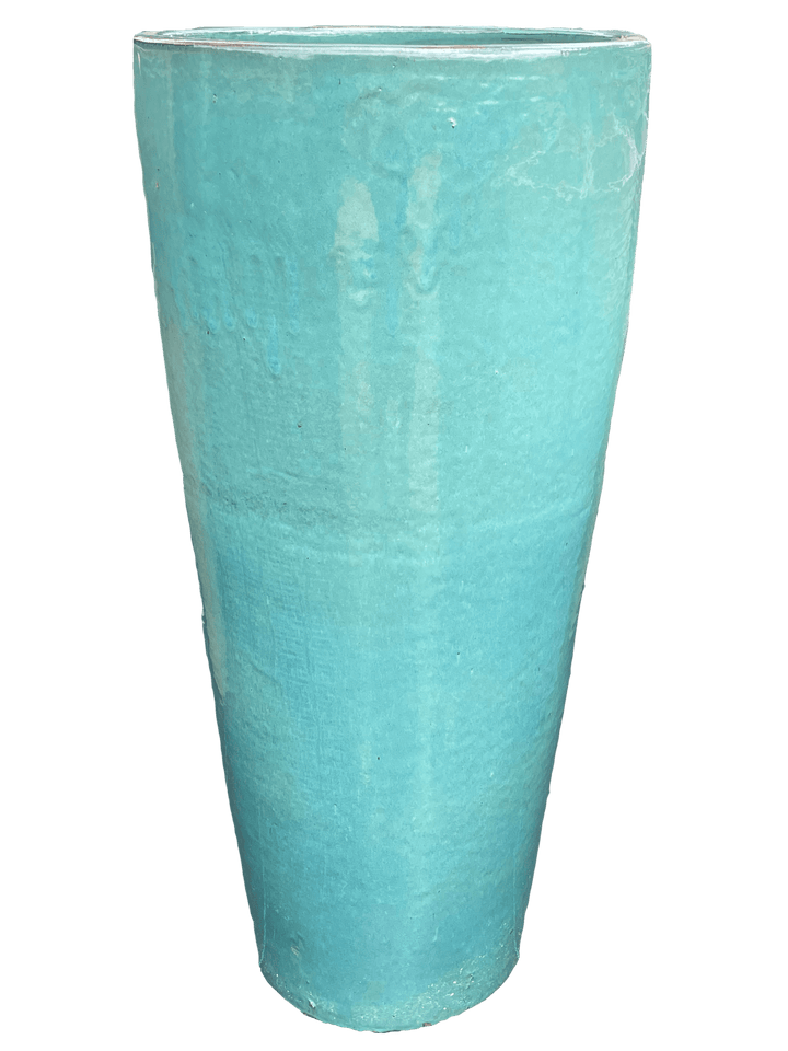 Marble Green Round Tapered Ceramic Cylinder | Ten Thousand Pots