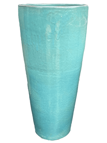 Marble Green Round Tapered Ceramic Cylinder | Ten Thousand Pots