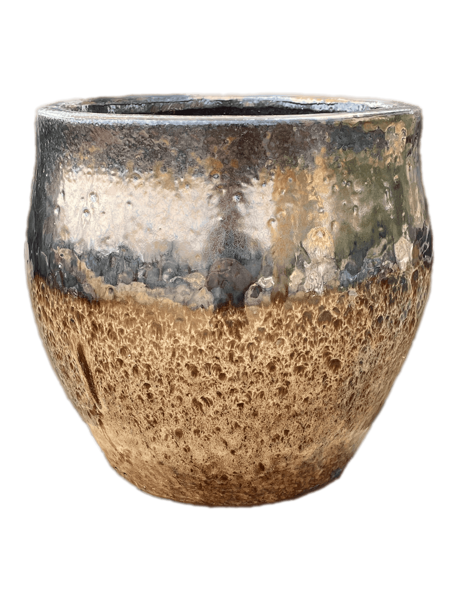 Gold Tiger Round Belly Ceramic Pot | Ten Thousand Pots