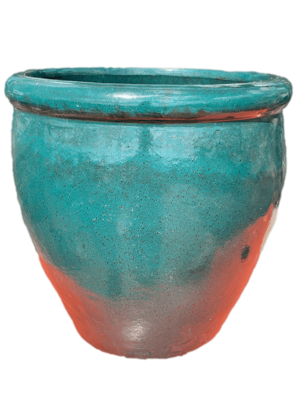Turquoise Round Rim Tapered Ceramic Pot | Ten Thousand Pots