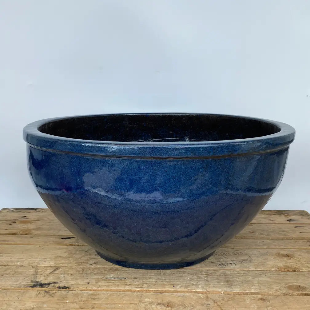 Traditional Low Ceramic Bowl Blue | Ten Thousand Pots
