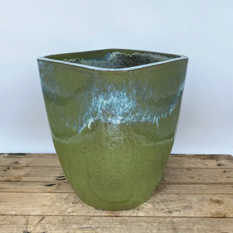 Modern Tapered Square Planter Green | Ten Thousand Pots