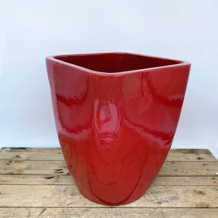 Modern Tapered Square Planter Red | Ten Thousand Pots