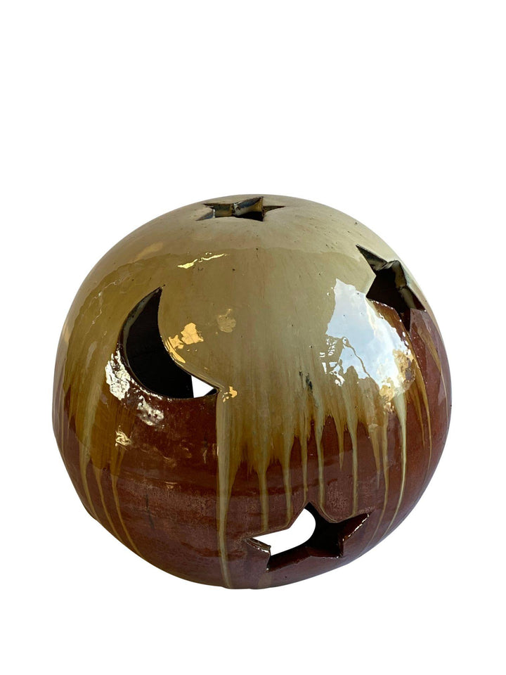 Cream Copper Moon & Stars Ceramic Garden Ball | Ten Thousand Pots