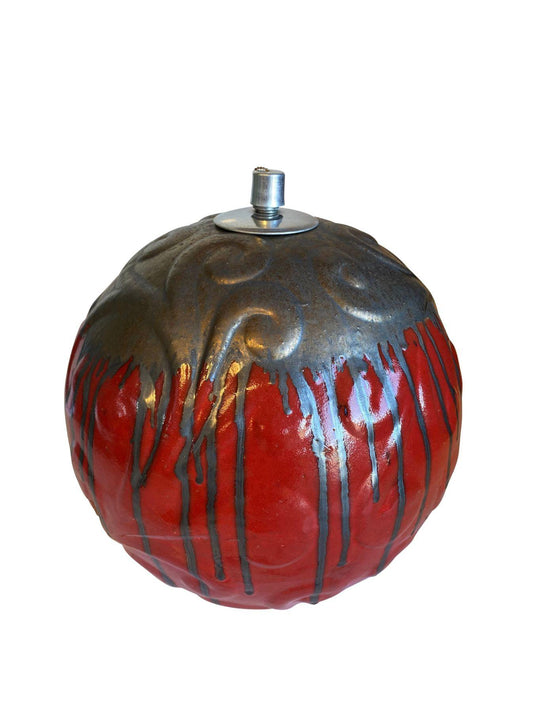Heavy Metal Red Ceramic Garden Ball Oil Lamp | Ten Thousand Pots