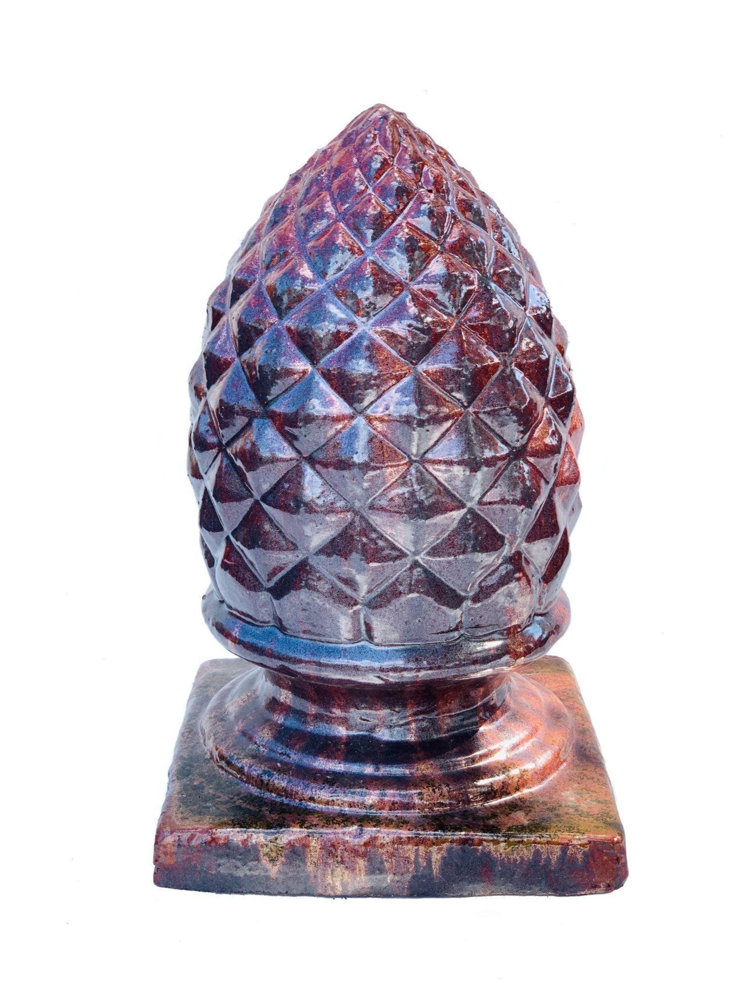 Copper Red Ceramic Garden Artichoke Statue | Ten Thousand Pots