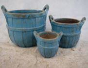Antique Aqua Ceramic Basket Planter with Handles | Ten Thousand Pots