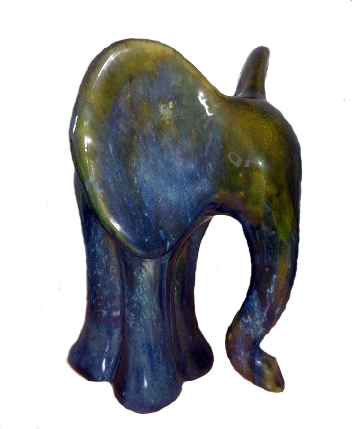 Moss Green Ceramic Elephant Statue | Ten Thousand Pot