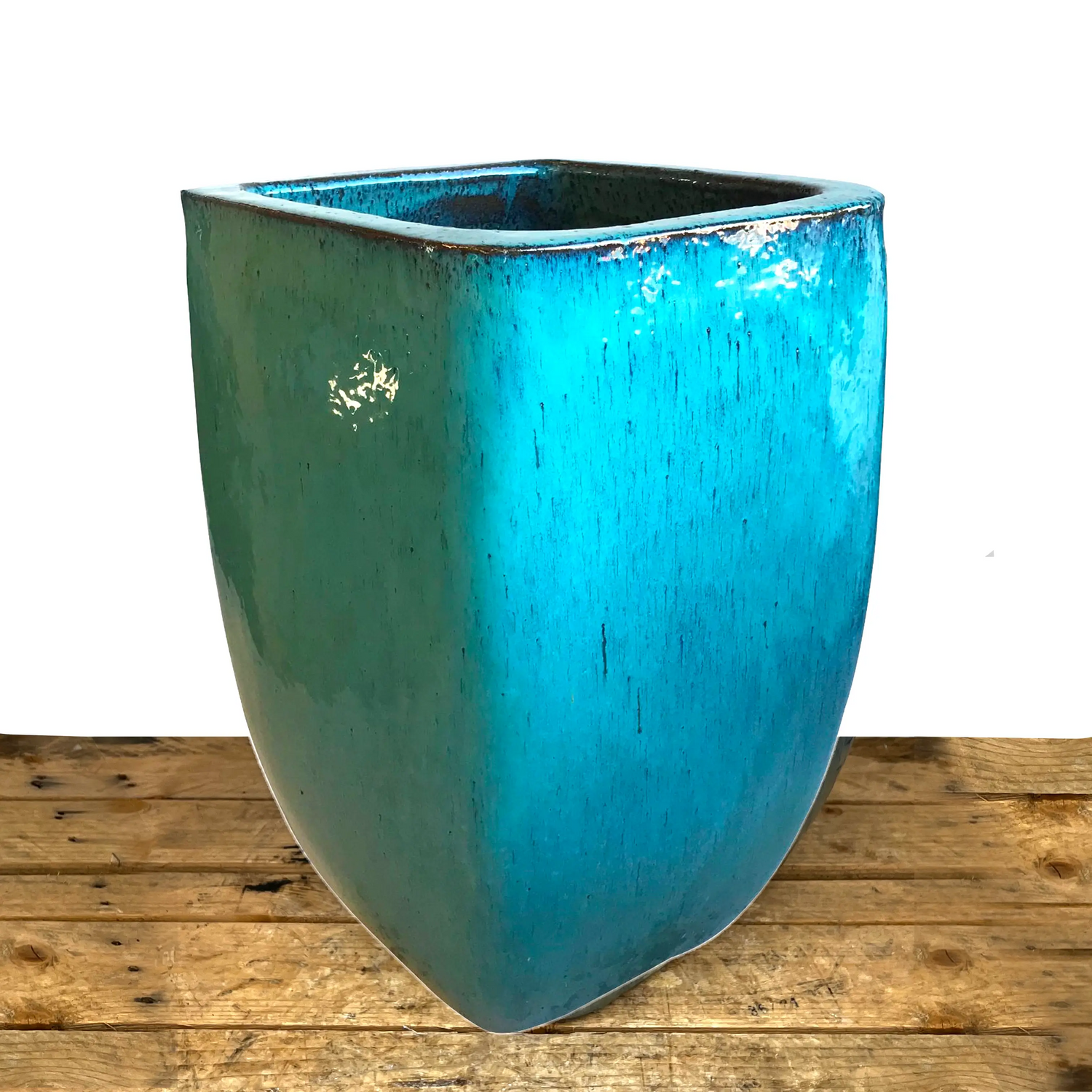 Milan Rounded Edge Square Ceramic Pot Aqua | Ten Thousand Pots