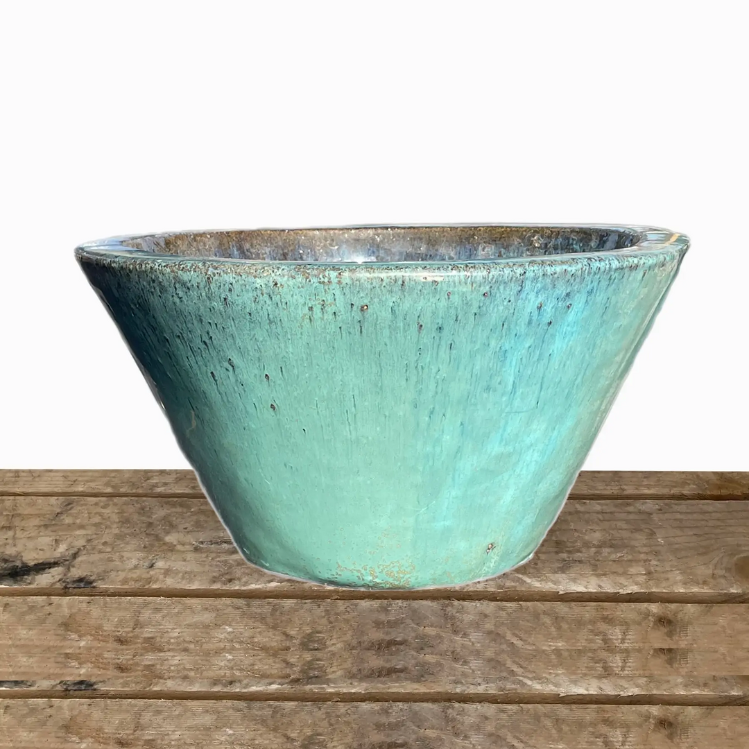 Ceramic Cone Bowl Planter Aqua | Ten Thousand Pots