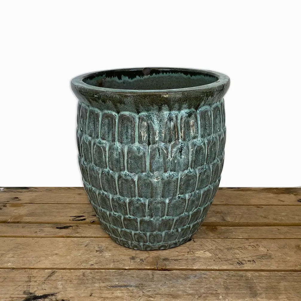 Dragon Scale Ceramic Pot Green | Ten Thousand Pots