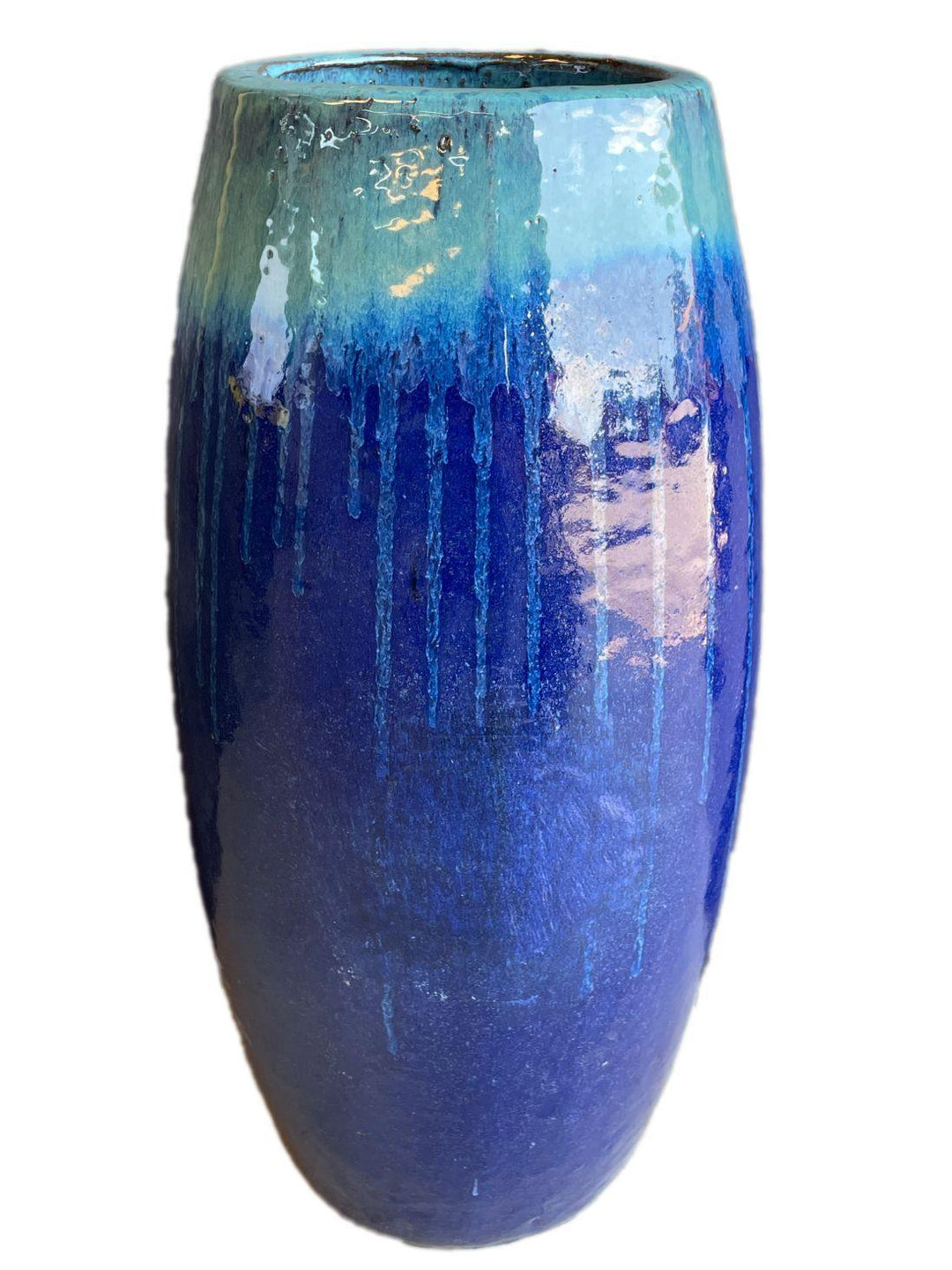 Marbel Green Blue Ceramic Drum Pot | Ten Thousand Pots