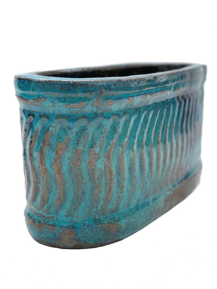 Tuscany Aqua Athena Wide Oval Ceramic Planter | Ten Thousand Pots