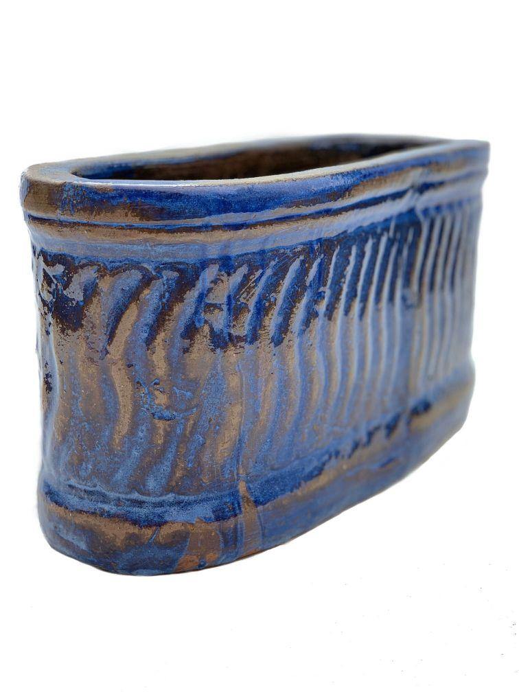 Tuscany Blue Athena Wide Oval Ceramic Planter | Ten Thousand Pots