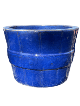 Antique Blue Ceramic Barrel Planter | Ten Thousand Pots