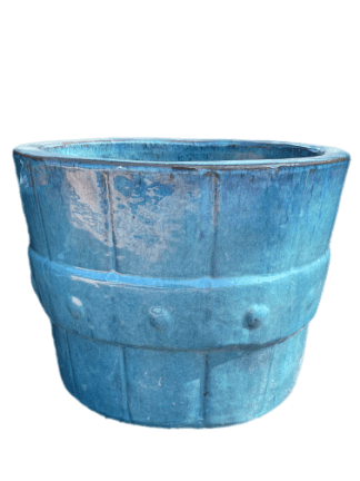 Marble Green Ceramic Barrel Planter | Ten Thousand Pots